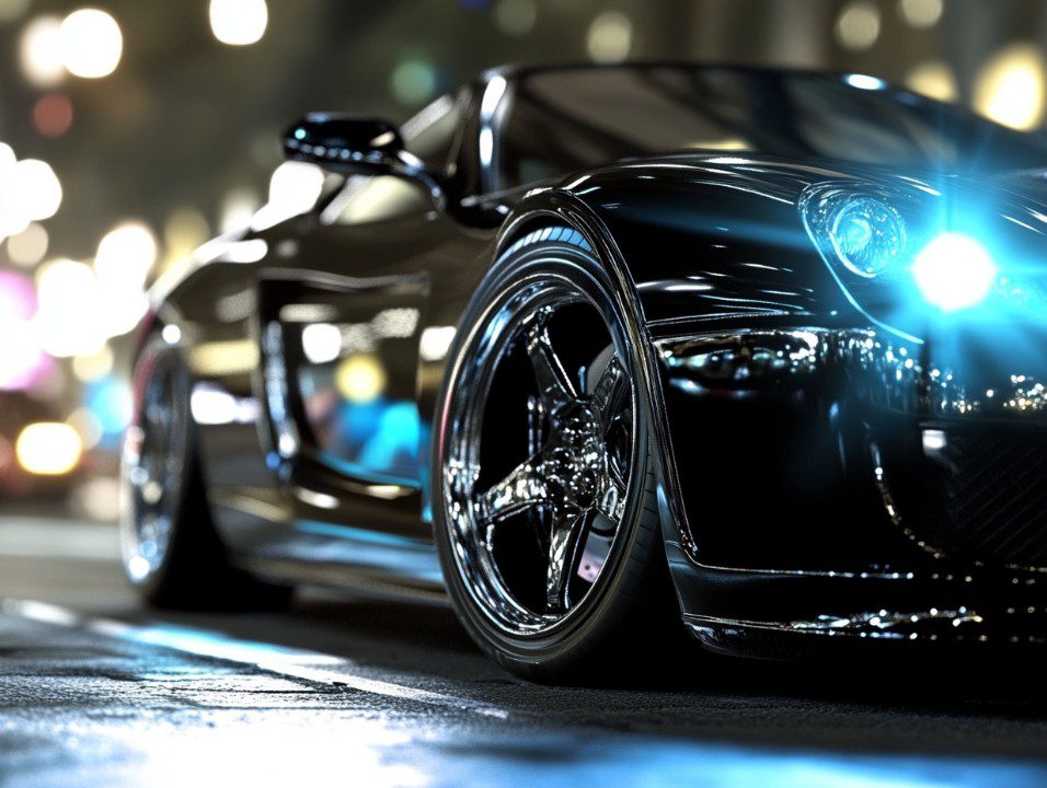 Luxury car at night